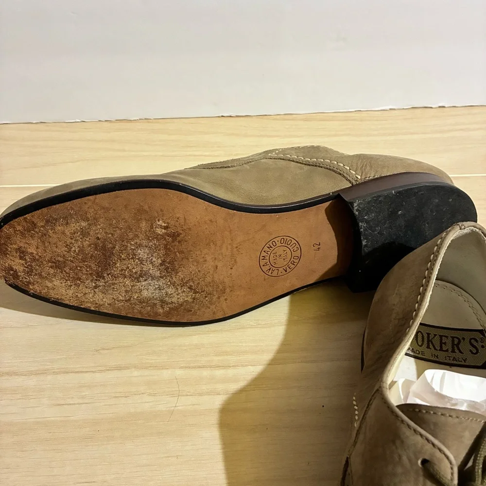 Booker’s Leather Suede Derby Oxford Shoes Sz 42 US8.5 Tan Classic Made in Italy